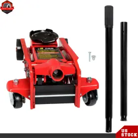 Ber591405 Berliii 3 Ton Automotive Hydraulic Floor Jacks Red With Single Quick Piston Pump