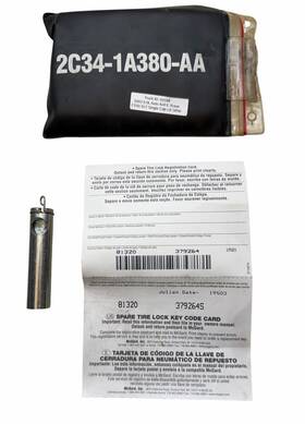 Ford 2c34-1a380-aa 81320 379264s F250 F350 Spare Tire Lock Key And Code Card Oe