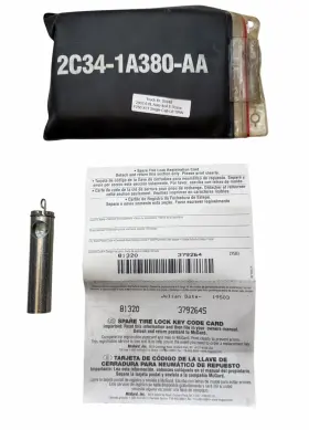 2c34-1a380-aa Ford 81320 379264s F250 F350 Spare Tire Lock Key And Code Card Oe