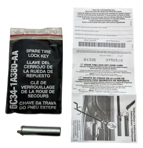 6c34-1a380-aa Ford 81335 379251b F250 F350 Spare Tire Lock Key And Code Card Oe 6c34-1a380-aa Ford 81335 379251b F250 F350 Spare Tire Lock Key And Code Card Oe