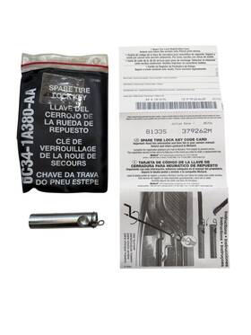 Ford 6c34-1a380-aa 81335 379262m F250 F350 Spare Tire Lock Key And Code Card Oe