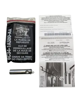 6c34-1a380-aa Ford 81335 379262m F250 F350 Spare Tire Lock Key And Code Card Oe