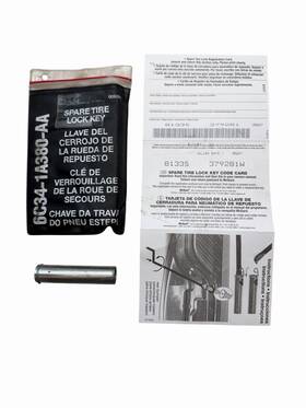 Ford 6c34-1a380-aa 81335 3979281w F250 F350 Spare Tire Lock Key And Code Card Oe