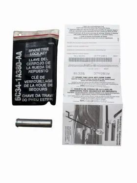 6c34-1a380-aa Ford 81335 3979281w F250 F350 Spare Tire Lock Key And Code Card Oe