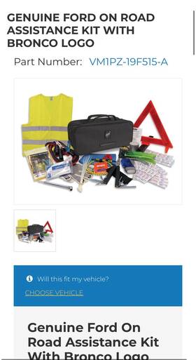 Ford Accessories Vm1pz-19f515-a Genuine On Road Assistance Kit With Bronco Logopart Number
