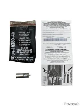 Ford Bc34-1a380-ab 81343 723264s F250 F350 Spare Tire Lock Key And Code Card Oe