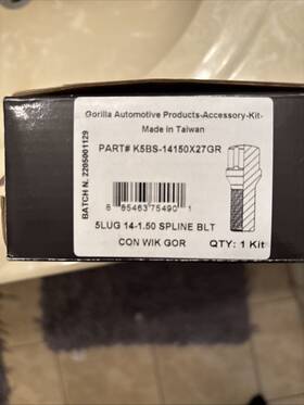 Gorilla K5bs-14150x27gr 5lug 14-1. 50 Spline Bolt Con Wik Gor