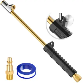 Lumiteco 649226714140 12 Inch Extended Reach Dual Head Air Chuck 2-way 12ftft - With Handle